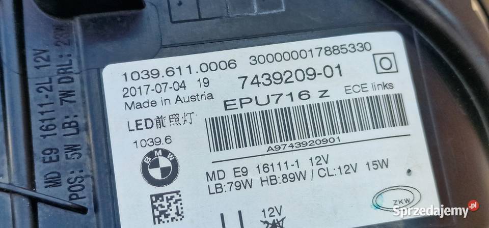 BMW 5 G30 G31 LAMPA REFLEKTOR ADAPTIVE LED LEWA Bieleń