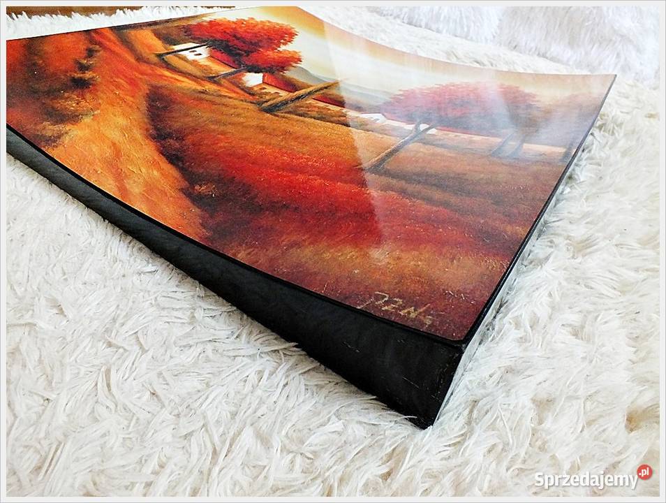 Nietypowy stary obraz na ścianę Curved sygnowany Żary