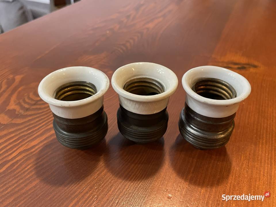 Stare oprawki stalowe z porcelanką E27 Chudów sprzedam