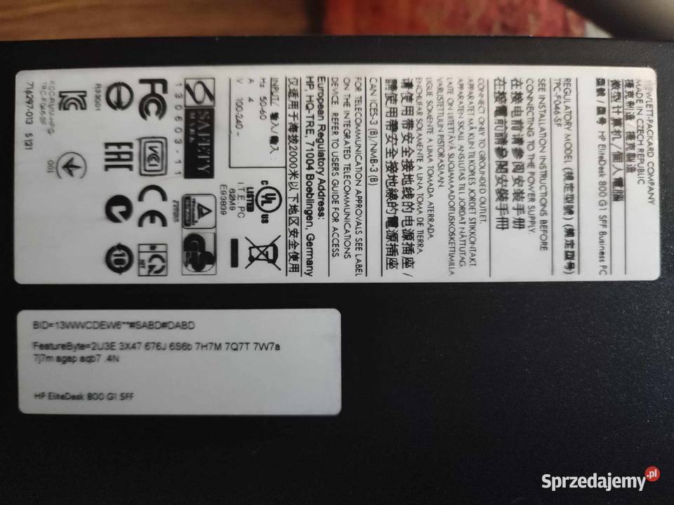 Komputer HP EliteDesk 800 G1 SFF i54570 4x36GHz Pamięć RAM 4