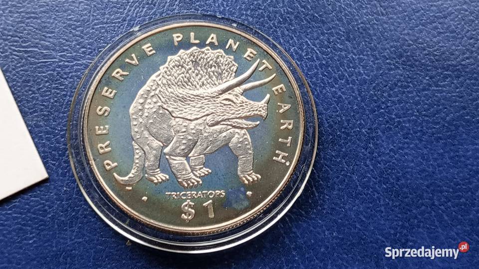 Stare monety 1 dolar 1993 Triceratops Eritrea Numizmatyka podkarpackie Lesko