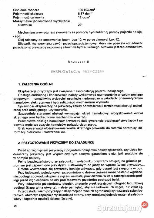 Instrukcja obsługi przyczepy Autosan d 46 d47 Stalowa Wola