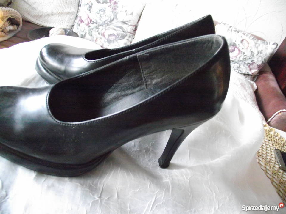 WŁOSKIE SZPILKI NA PLATFORMIE SKÓRA NATURALNA 37