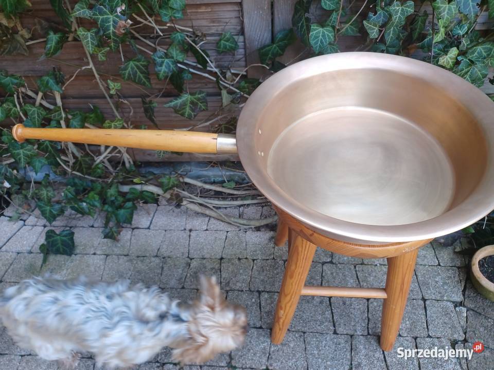 Duża mosiężna sygnowana patelnia Akcesoria kuchenne Poznań sprzedam