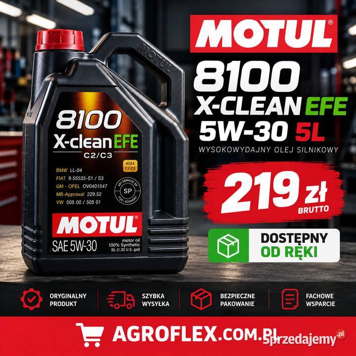 MOTUL 8100 XCLEAN EFE 5W30 5L NOWY 219 BRUTTO małopolskie Kochanów sprzedam