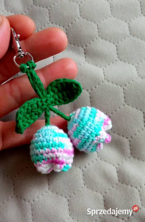 Tulipany wykonane na szydełku brelok Łask