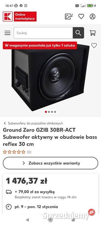Subwoofer Ground Zero 300 mm  Chłopków