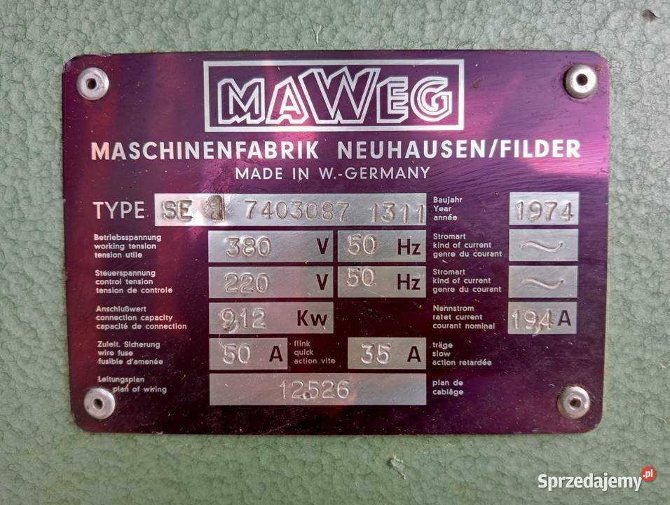 Szlifierka przelotowa Maweg Pozostałe