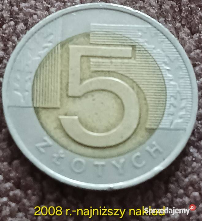 5 Złotych 2008 r najniższy nakład Konin