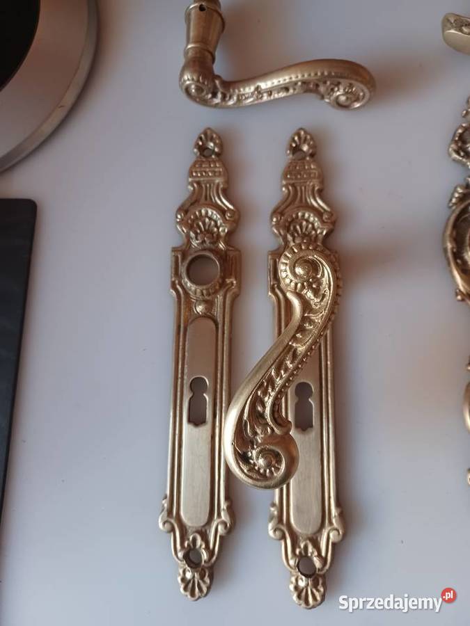 Komplet mosiężnych szyldów i klamek Klamki i uchwyty wielkopolskie Poznań sprzedam