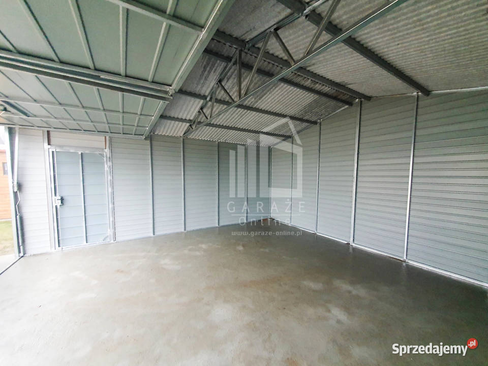 Garaż Blaszany 6x6 2x Brama uchylna jasny orzech 36m2 Chojnice