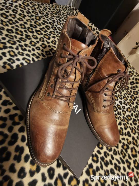 Ładne Lekkie Trapery kostkę DENIM 43 Skóra Łask