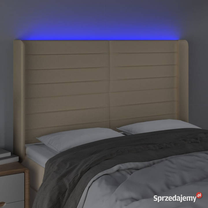 Zagłówek do łóżka z LED kremowy 147x16x118128 Warszawa