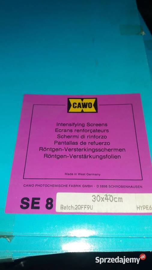 Ekrany folie wzmacniające Rtg Cawo różne Pozostałe Lublin sprzedam