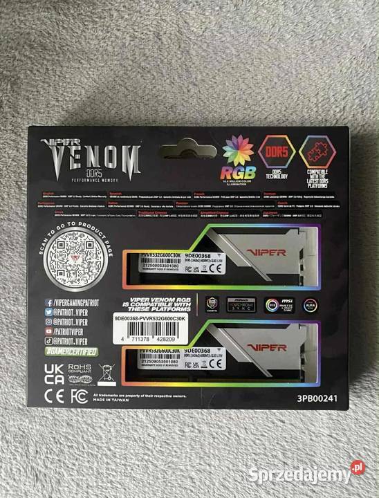 Pamięć RAM Patriot Viper Venom RGB 2x16GB Szczecin
