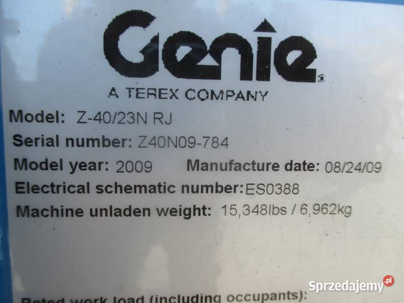 Podnośnik koszowy 14m Genie Z4023N RJ Dźwigi, podnośniki Pleszew