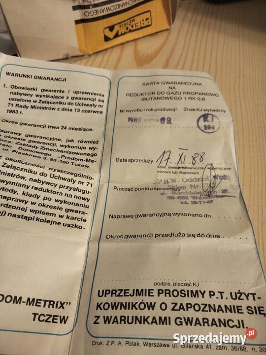 Reduktor do butli gazowych propan butan z PRL