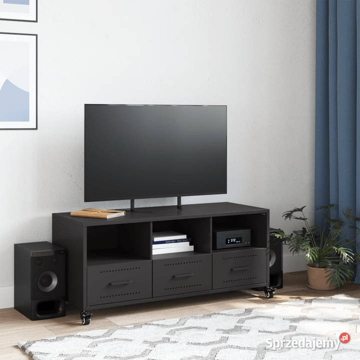 Szafka RTV czarna 1005x39x435 stal WM846692 Warszawa