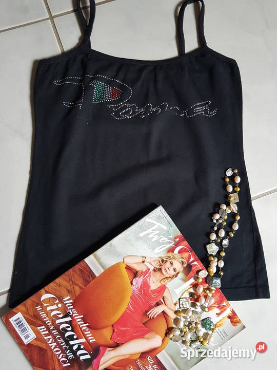 Italy włoska koszulka top tshirt bluzka zdobiona