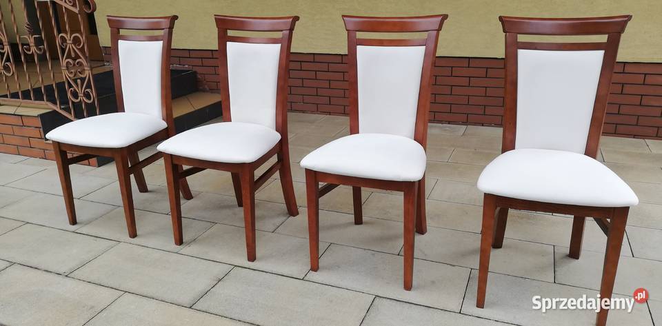 Krzesła 4 stylowe drewniane tapicerowane do