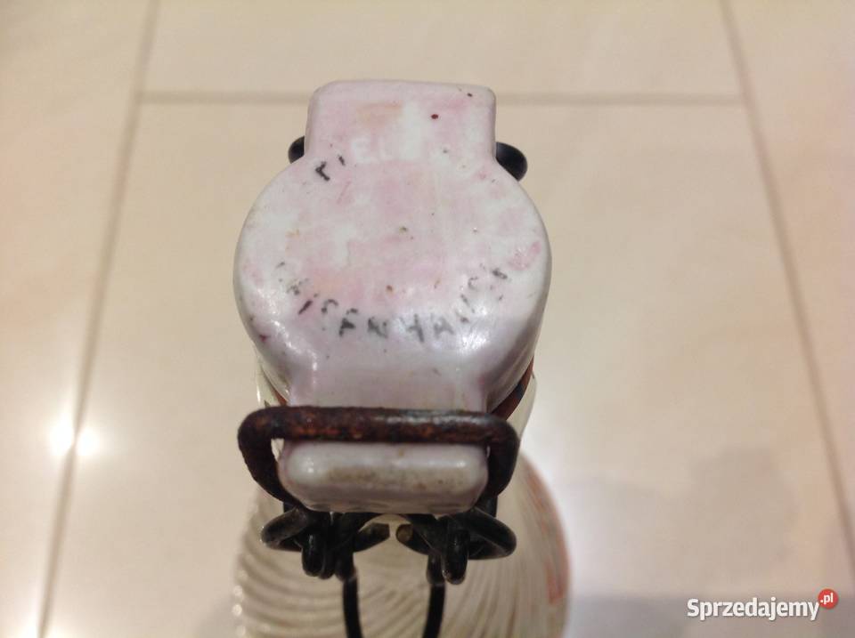 Stara Butelka Szklana z Porcelanką poj 05 L Nowa Sól