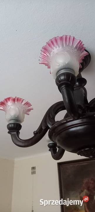 Duży rzeźbiony drewniany żyrandol kolorowe Skierniewice