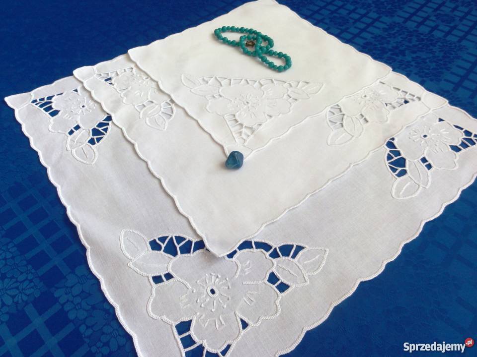 Serwety i serwetki komplety robione ręcznie haft biały Obrusy i serwety Lublin