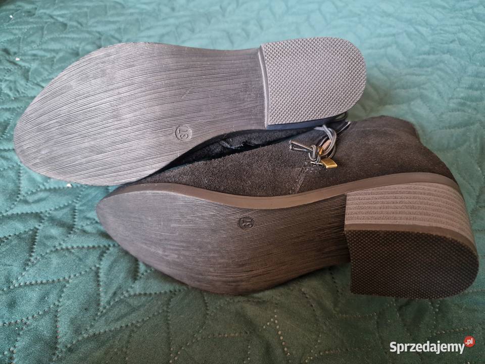 NOWE Botki zamszowe CLEVE 37 skóra czarne Wrocław