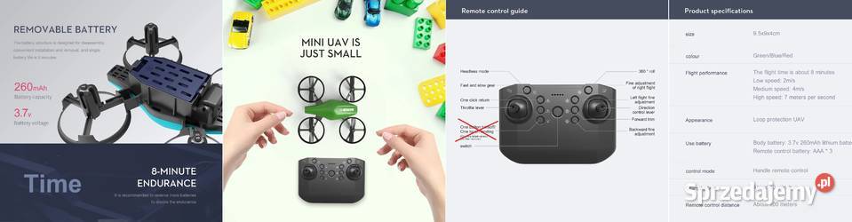 Dron GT1 Mini UAV z pełną osłoną śmigieł 37V Bydgoszcz