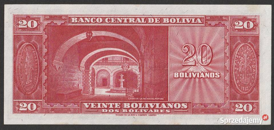 Boliwia 20 bolivianos 1945 stan bankowy UNC Łódź sprzedam