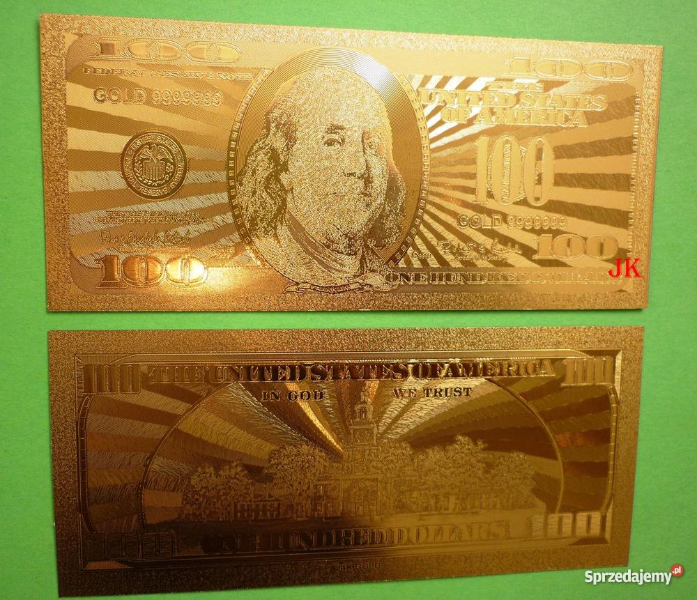 ZŁOTY BANKNOT DOLLAR 1 2 5 10 20 50 100 24 Karat Sosnowiec