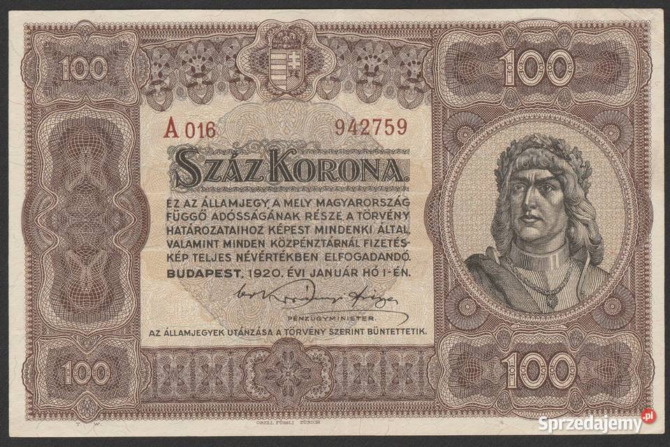 WĘGRY 100 KORON 1920 STAN 23 Numizmatyka Łódź