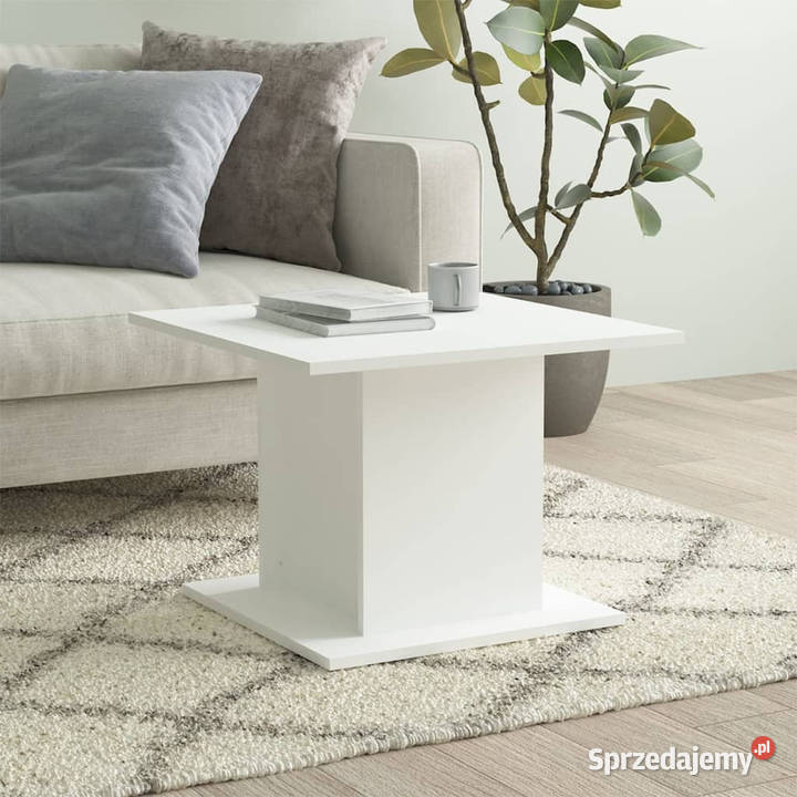 Stolik kawowy biały 555x555x40 materiał