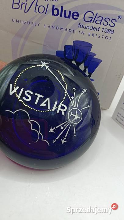 Bristol blue glass przycisk szklany z logo Zamość