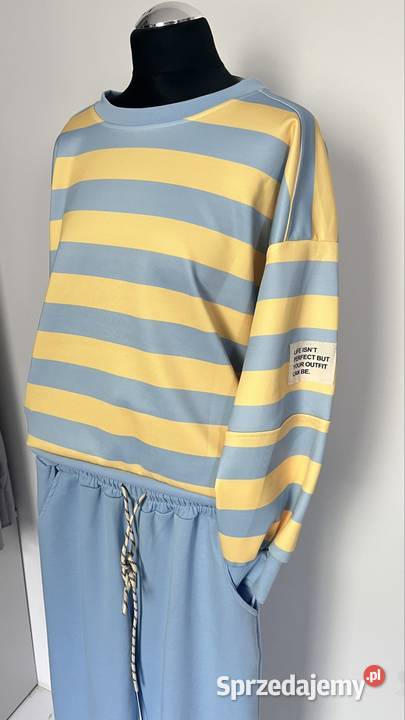 Dres masełko w paski niebiesko żółty żółty/złoty lubelskie Lublin sprzedam