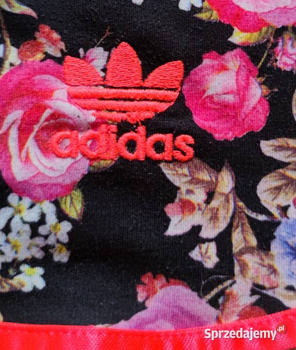 Krótkie spodenki adidas w kwiaty czarne letnie dolnośląskie Ząbkowice Śląskie