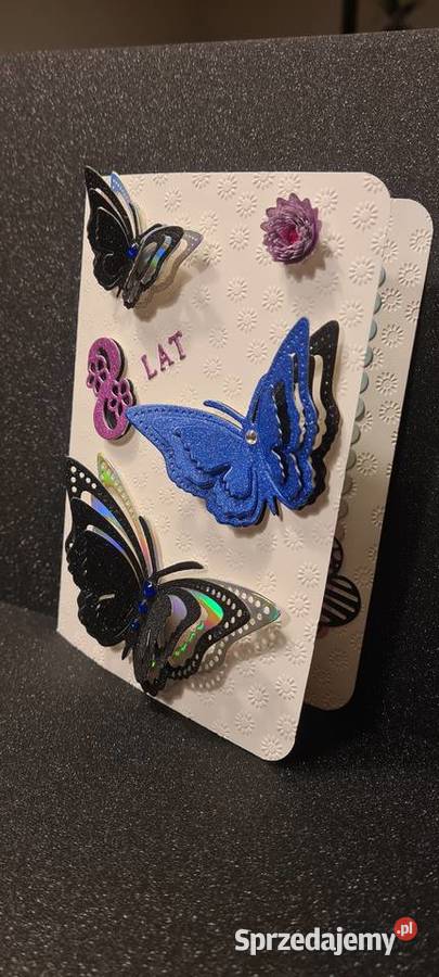 Kartka urodzinowa niej handmade z motylkami