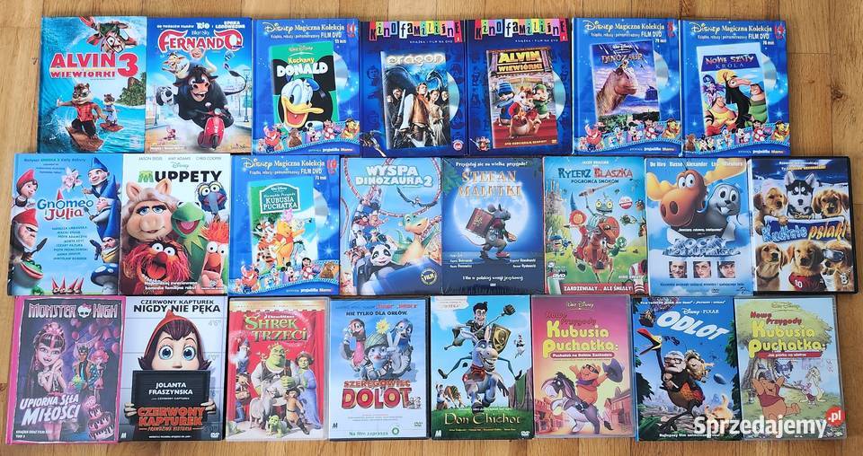 Zestaw 44 filmów dzieci na płytach DVD animowany Warszawa