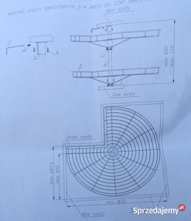 Sprzedam kosz obrotowy do szafki narożnej Cargo i kosze Drużbice-Kolonia