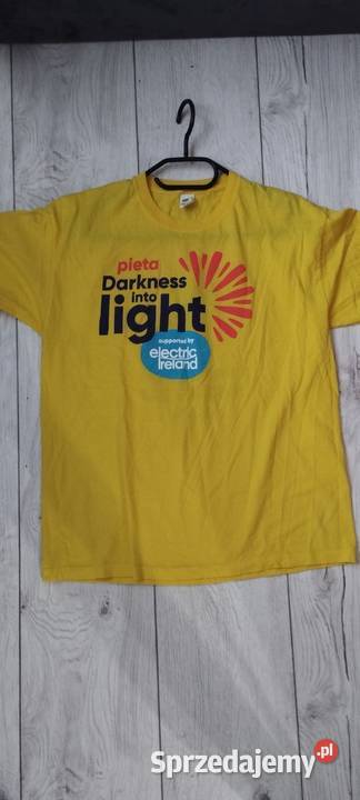 bawełniana koszulka tshirt żółta z napisami r L Odzież i bielizna męska Zamość