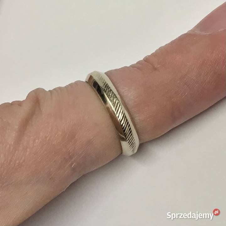 Złota OBRĄCZKA damska 14K zdobiona BIAŁE złoto Warszawa sprzedam