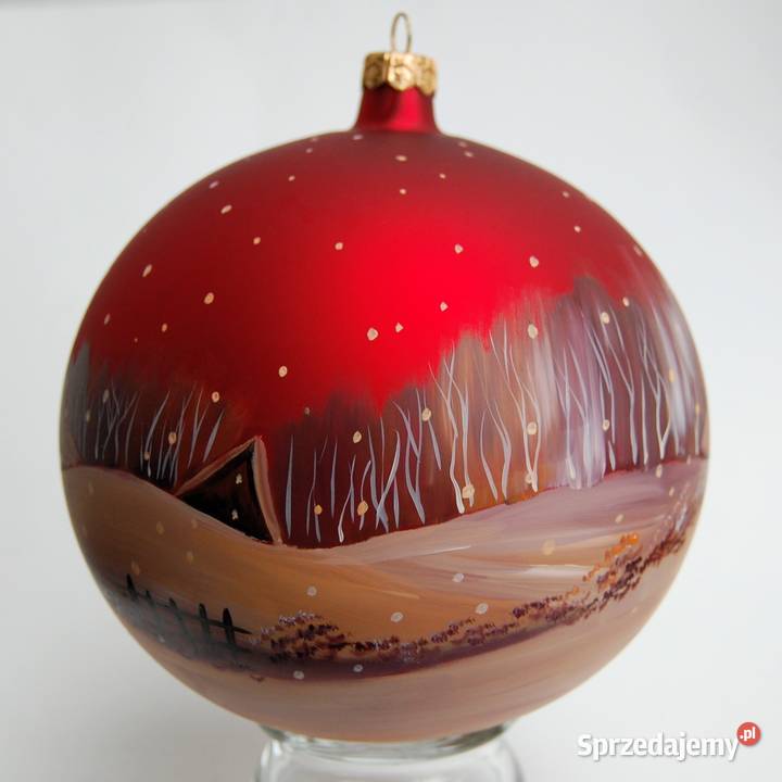 Bombka szklana ręcznie malowana 15 pejzaż Boże Narodzenie Lublin