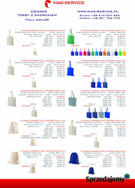 Torby bawełniane 220 gr nadruk A4 dolnośląskie Wrocław sprzedam