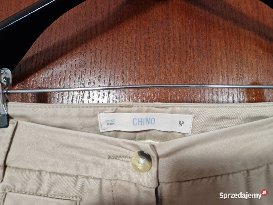 Nowe beżowe bawełniane spodnie damskie chinosy Bibice