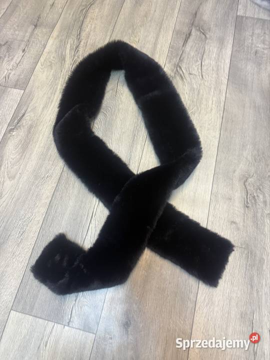 Długi czarny futrzany szal kołnierz Nowy Kraków