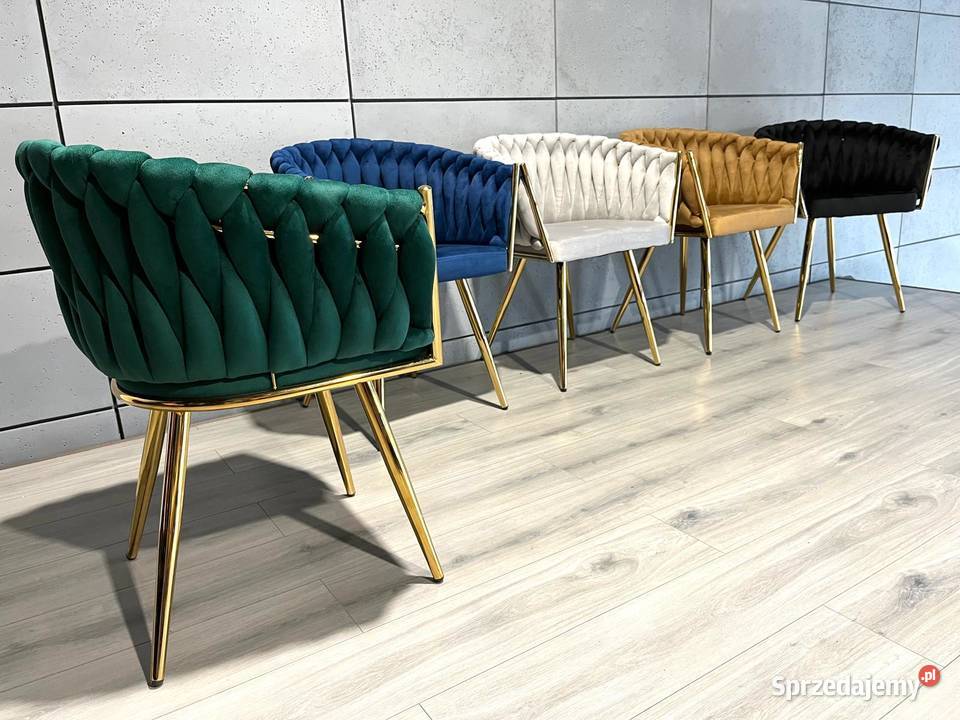 Fotel pleciony warkocz welur glamour mazowieckie Warszawa sprzedam