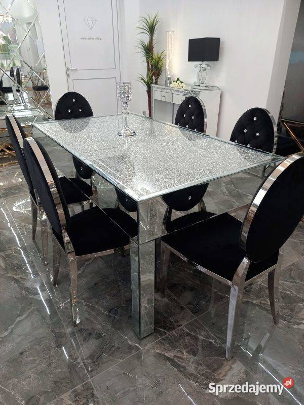 srebnr krzesło czarne glamour pikowane glamour Nowy Sącz