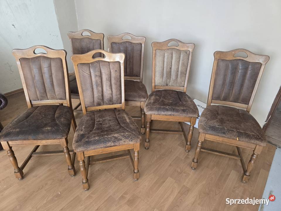 Stół dębowy z kompletem 6 krzeseł dębowych sprzedam