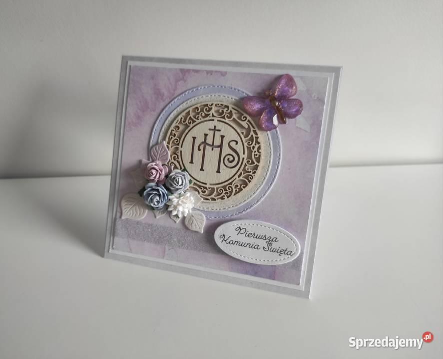 Kartka w pudełku ręcznie robiona na Komunię
