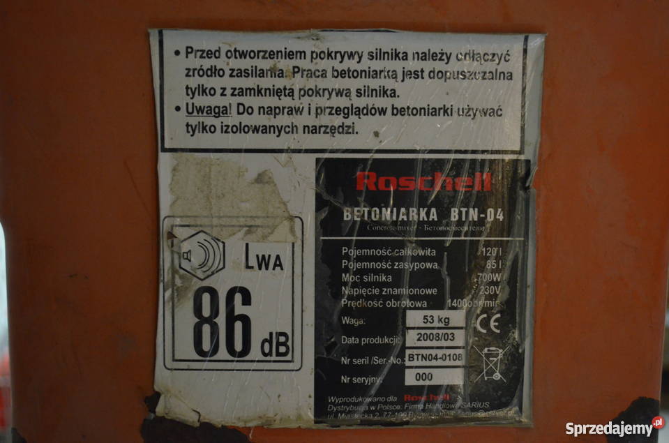 Betoniarka 120L Roschell Konopiska